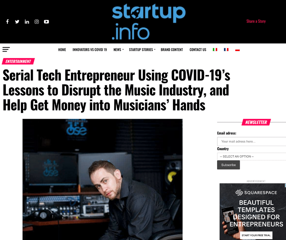 Serial Tech Entrepreneur Using COVID-19’s Lessons to Disrupt the Music Industry, and Help Get Money into Musicians’ Hands